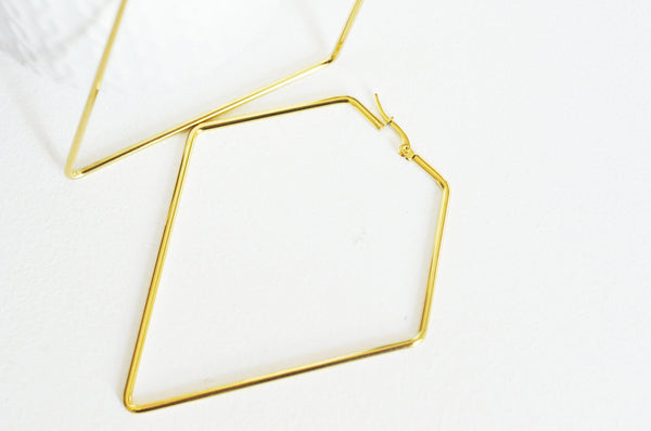 EP créole diamant géométrique acier doré 87mm, la paire,G2415