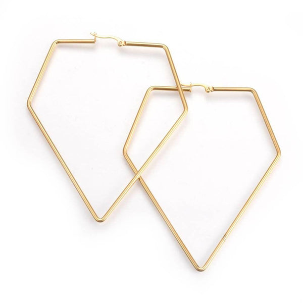 EP créole diamant géométrique acier doré 87mm, la paire,G2415