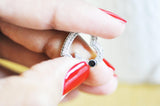 EP-fermoir à clapet coeur laiton argenté et strass 18mm, x1 (G3092)