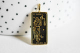EP pendentif médaille rectangle Justice laiton doré 18k cristal sans nickel,création bijoux,pendentif amour, 29.4mm G3561