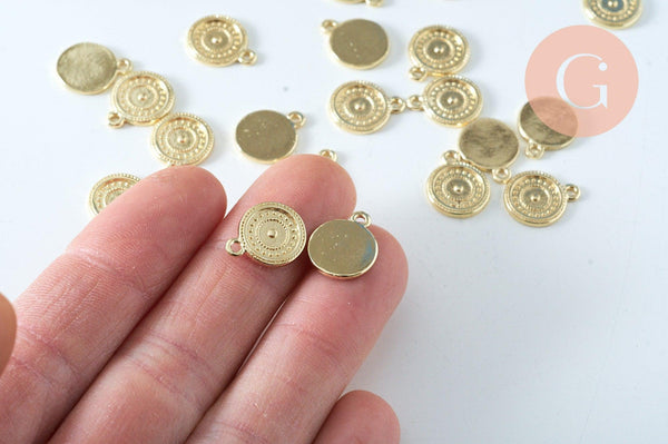 EP-pendentif médaille ronde zamac doré 18k 15mm, x1 G6008