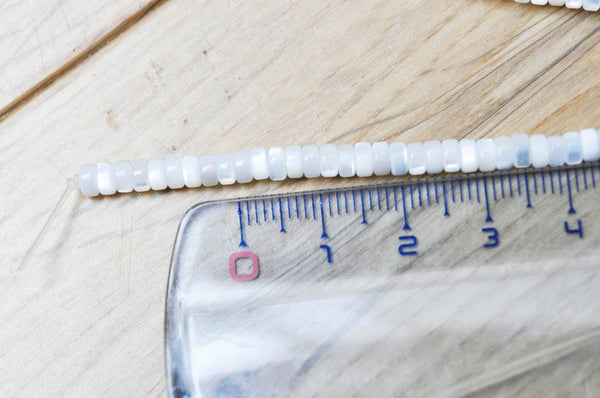 EP-perle nacre blanche naturelle heishi,tube coquillage ivoire,perle coquillage,création bijoux,2x4mm, le fil de 185 perles G4773