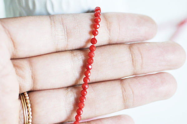 EP perle ronde corail rouge naturel 3mm, x1 fil de 40cm (G2520)