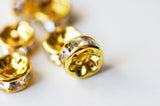 EP-perle rondelle intercalaire laiton doré zircon grade AAA, 8mm, x5 (G4121)