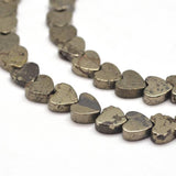 EP perles pyrite coeur,perles pyrite, fabrication bijoux, pyrite naturelle, coeur pierre pyrite,création bijoux,6mm,fil de 70 perles,G3408