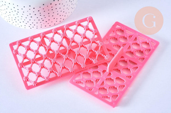 EP tampon biscuit silicone rose losanges fleurs, Moule patisserie silicone pour décor gateaux ou décor pour pâte polymère,12.2cm, x1 G5102