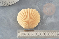 Ecrin bijou coquillage Velours jaune moutarde 3.5x3.8cm, x1 (G5097)