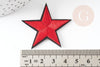 Ecusson brodé à repasser étoile rouge customisation vêtement, écusson thermocollant,patch écusson brodé,43.5mm, x2 G2856