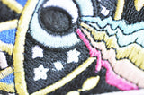 Ecusson brodé à repasser triangle oeil 86mm customisation vêtement, écusson thermocollant,patch écusson brodé, x1 G2847
