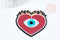 Ecusson coeur rouge brodé à repasser thermocollant 64mm, x1 (G8428)