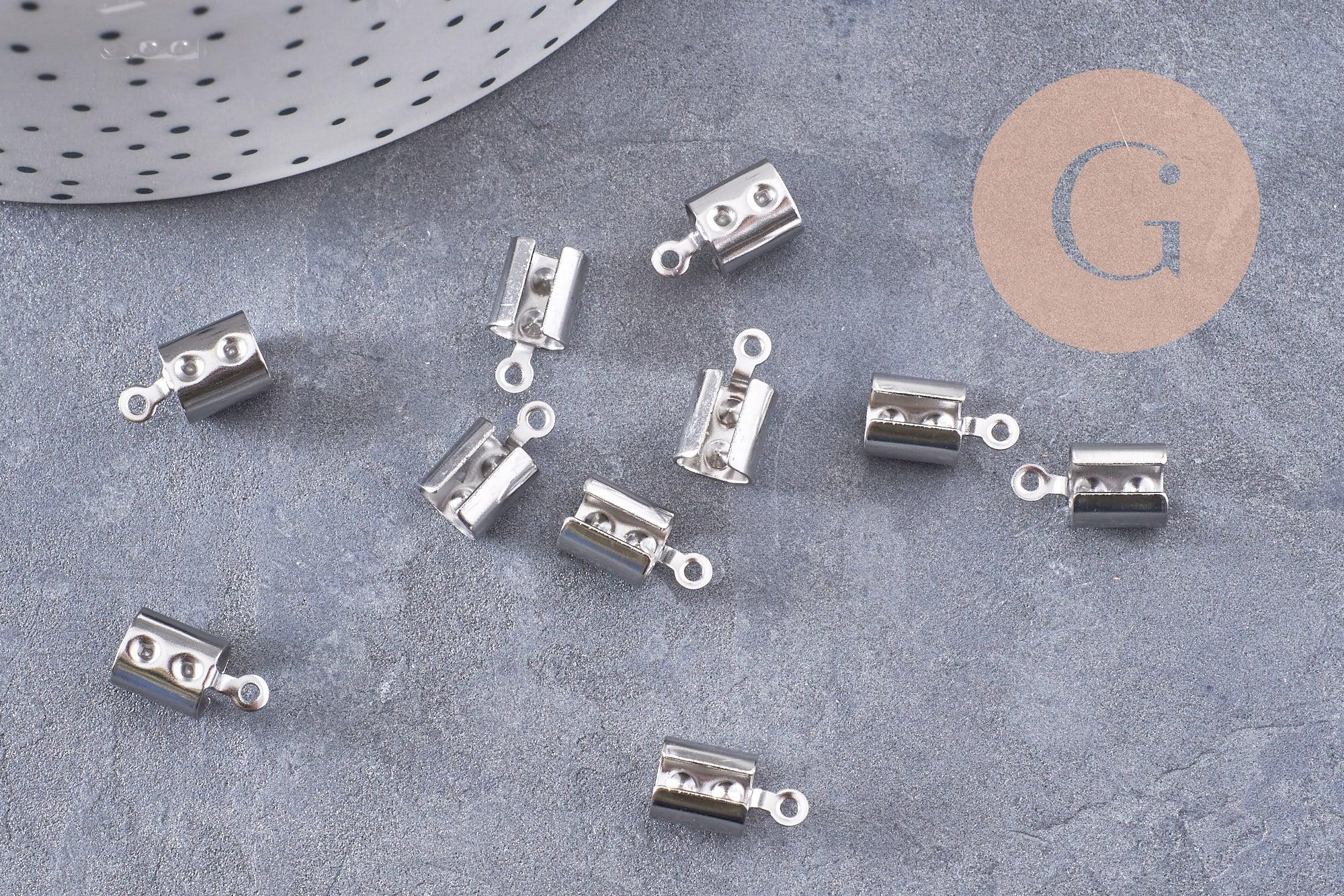 Embouts corde acier 304 inoxydable platine à pincer 12mm, x10 (G10236)