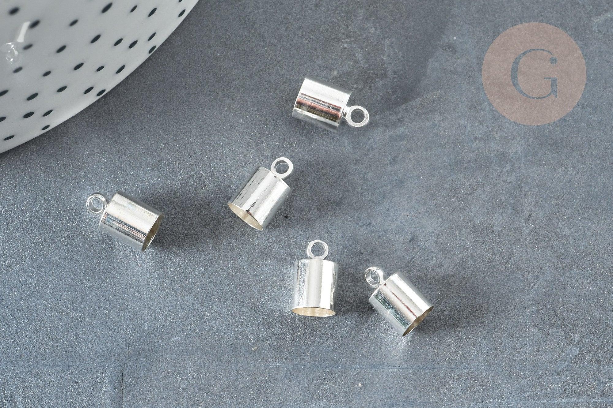 Embouts corde cordon laiton argenté 5,5mm, x10 (G7227)