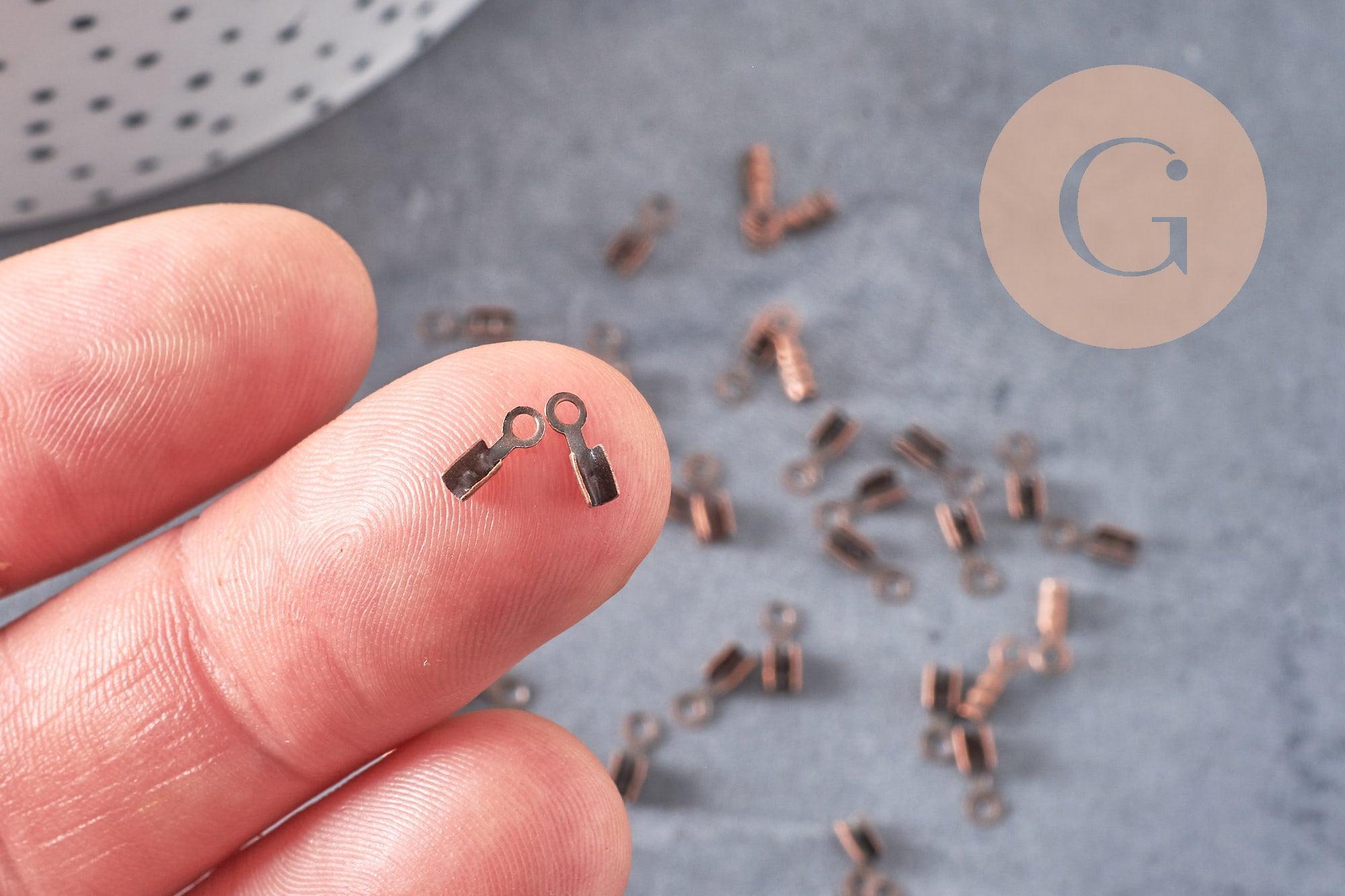 Embouts corde métal cuivre à pincer 6.5mm, x1 gr (G1273)