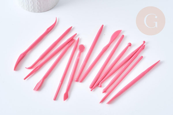 Ensemble d'outils modelage sculpture poterie 14 pièces, x14 outils (G5746)