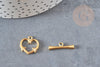 Fermoir T coeur acier doré inoxydable 15.5mm, x1 (G3656)