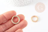 Fermoir à clapet rond laiton doré 16k zircon blanc 21mm, x1 (G6670)