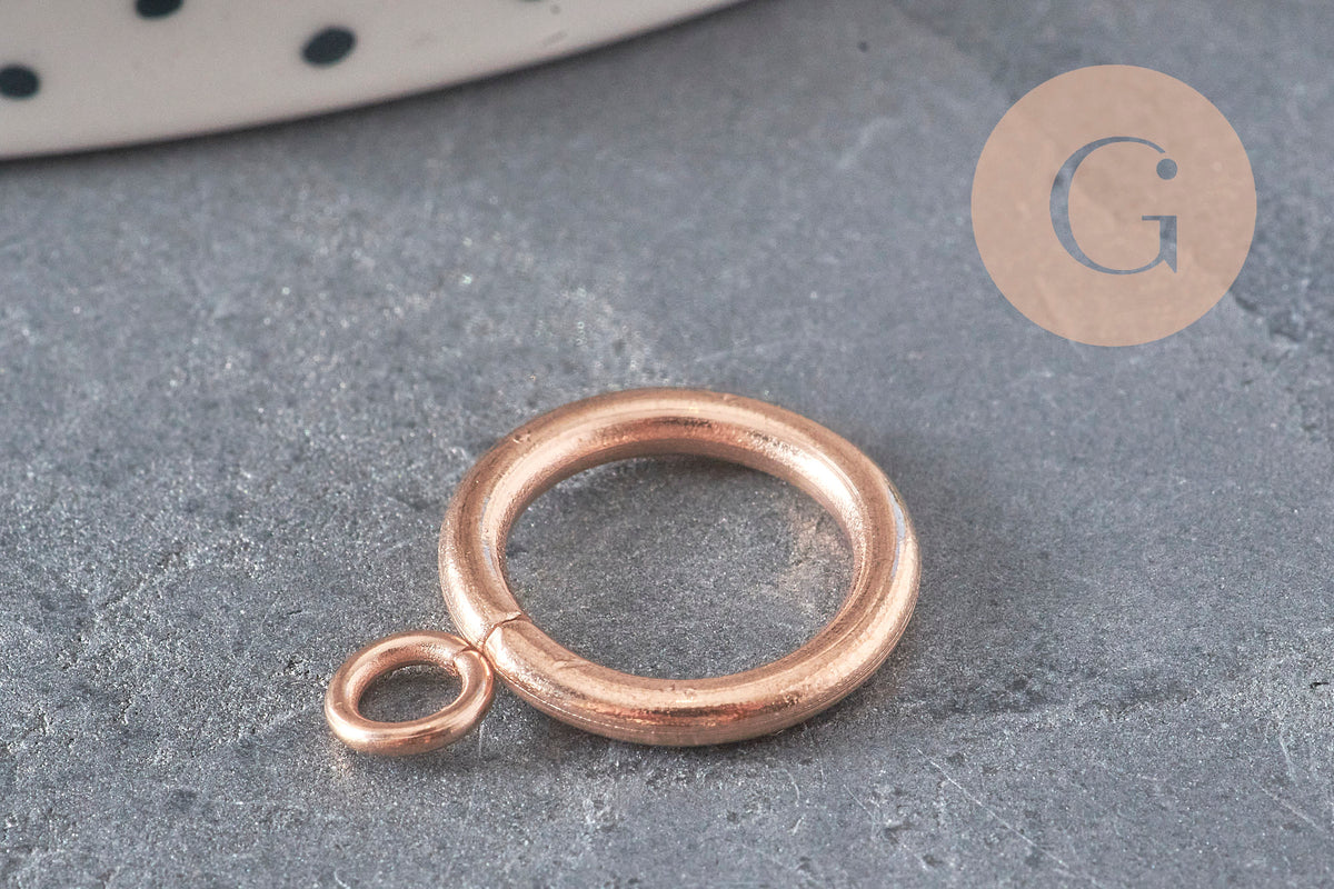 Fermoir boucle OT acier 304 inoxydable IP or rose 19mm, x1 (G11351)-Fermoirs-Gingerlily Perles