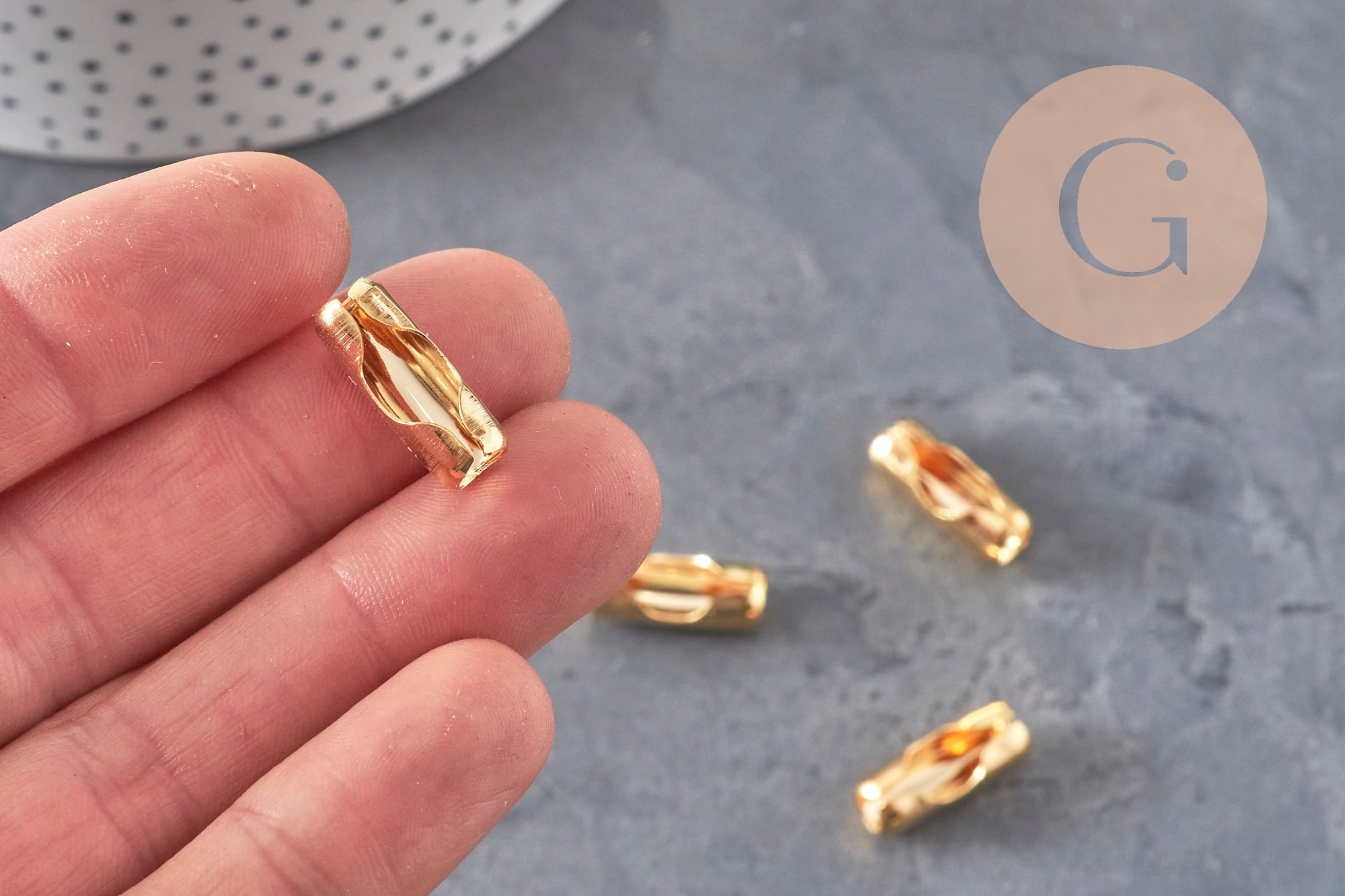 Cierre de cadena de bolas de acero inoxidable dorado 304 de 18,5 mm, x10 VÁLIDO