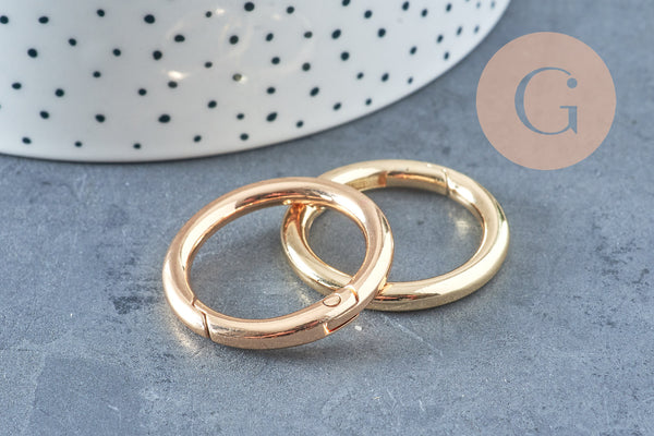 Fermoir mousqueton rond clapet XXL rond zamac doré 32.5mm, x1 (G9904)