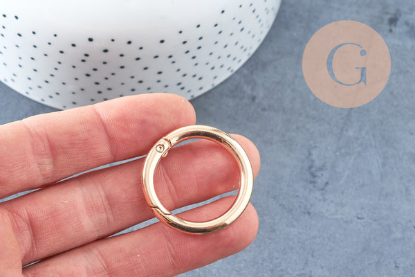 Fermoir mousqueton rond clapet XXL rond zamac doré 32.5mm, x1 (G9904)