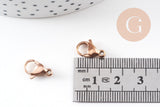 Fermoirs mousquetons acier 304 inoxydable or rose IP 13mm, x5 (G10893)