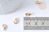 Fermoirs mousquetons laiton doré 18k 9mm pince homard, x10 (G1318)