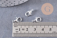 Fermoirs mousquetons zamac argentés 12mm, x20 (G1041)