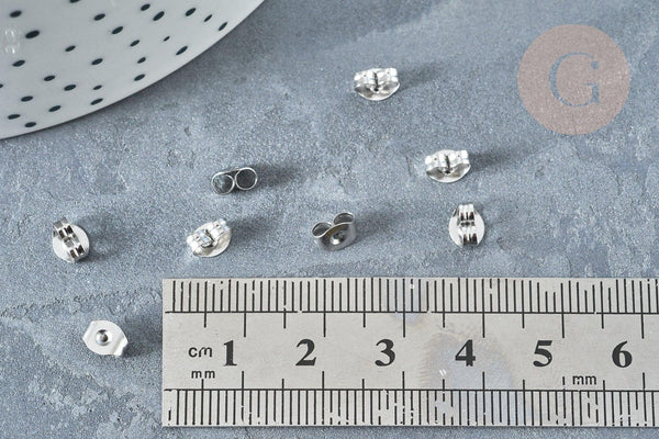 Fermoirs pour Clous acier platine 304 inoxydable 6mm, x100 (G8153)