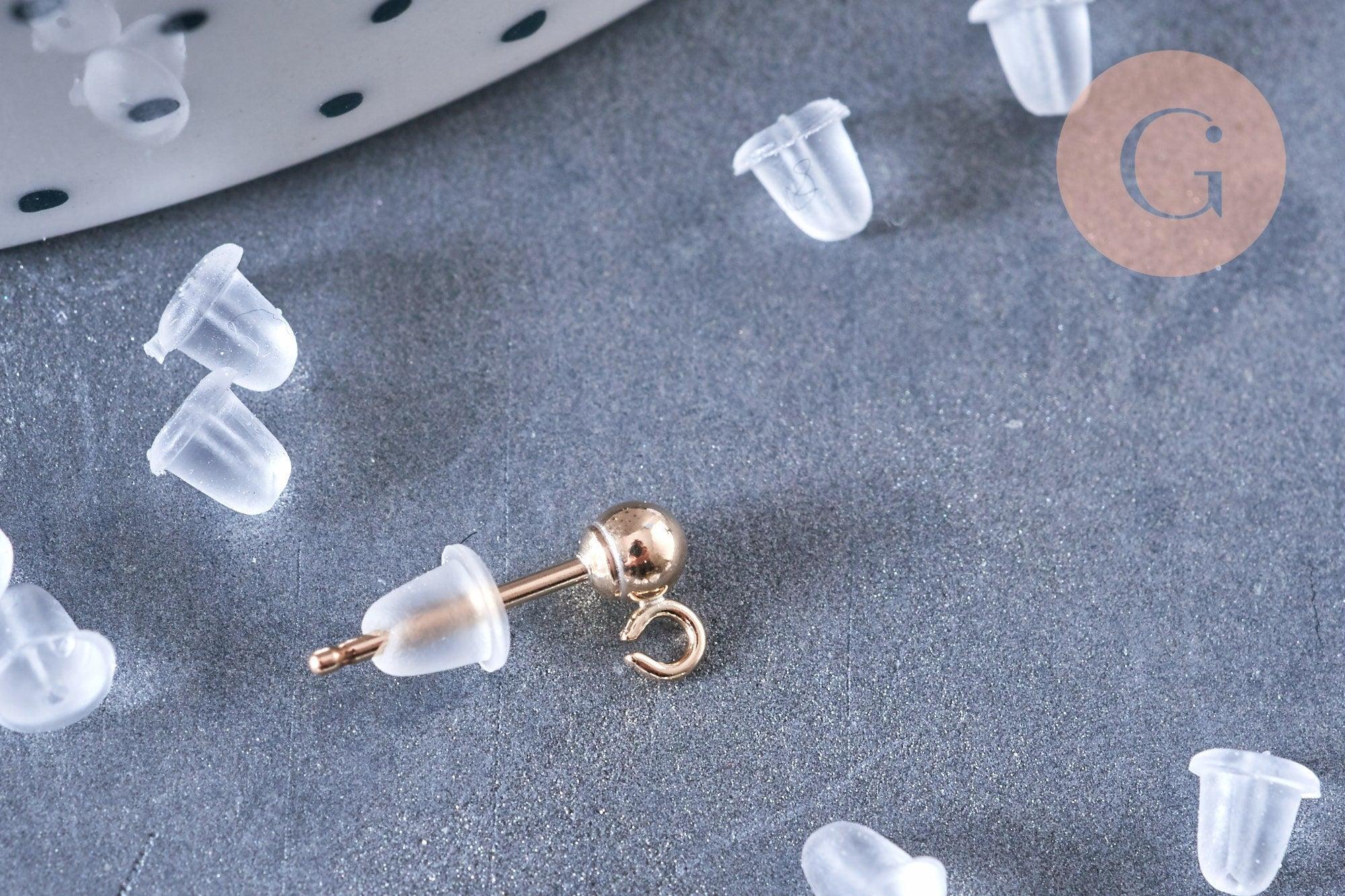 Fermoirs pour Clous d'oreille silicone 4mm, x50 (G0314)