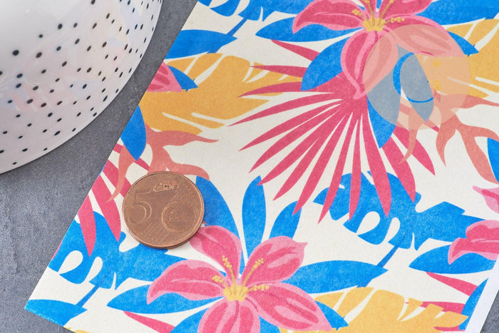 Feuille de transfert polymère –Grandes fleurs tropicales 14x10 cm, x1 (G10782)