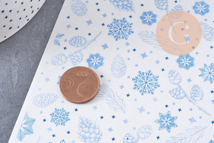 Feuille de transfert polymère – Motif Hiver bleu 14x10 cm, x1 (G10780)