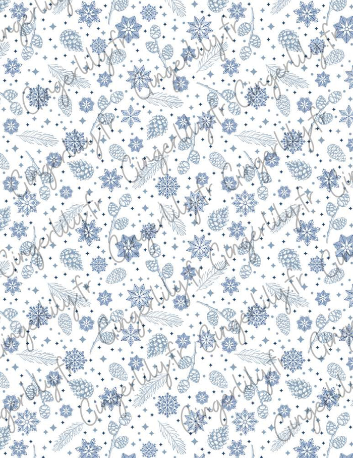 Feuille de transfert polymère – Motif Hiver bleu 14x10 cm, x1 (G10780)
