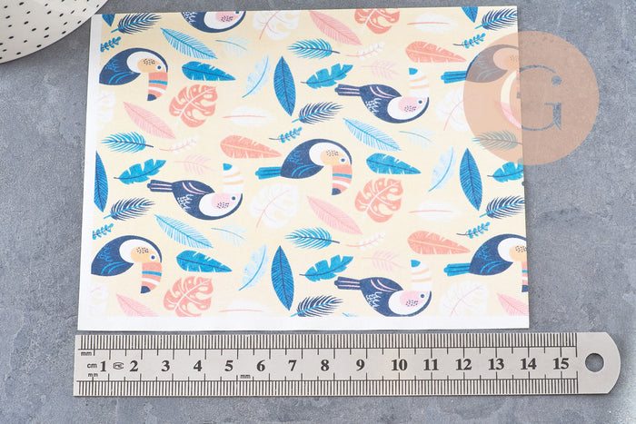 Feuille de transfert polymère –Toucans 14x10 cm, x1 (G10770)