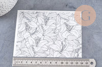 Feuille de transfert polymère – fleurs tropicales 14x10 cm, x1 (G10786)