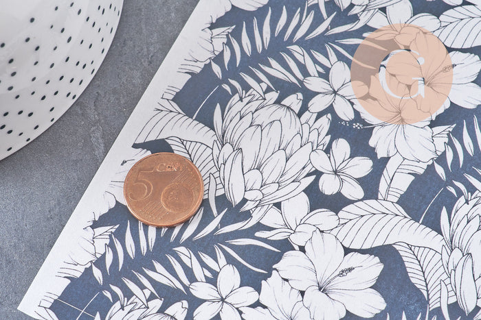 Feuille de transfert polymère – fleurs tropicales fond noir 14x10 cm, x1 (G10785)