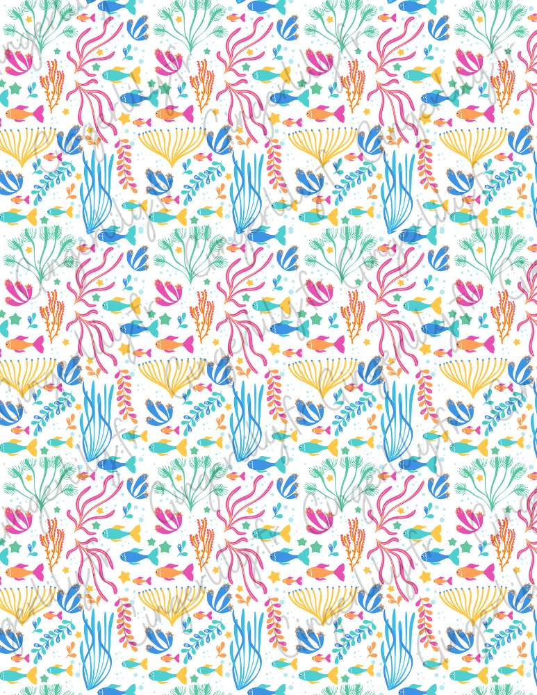 Feuille de transfert polymère – motifs Corail Multicolore 14x10 cm, x1 (G10768)