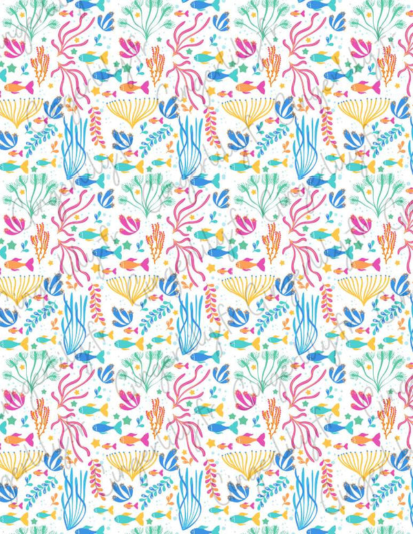 Feuille de transfert polymère – motifs Corail Multicolore 14x10 cm, x1 (G10768)