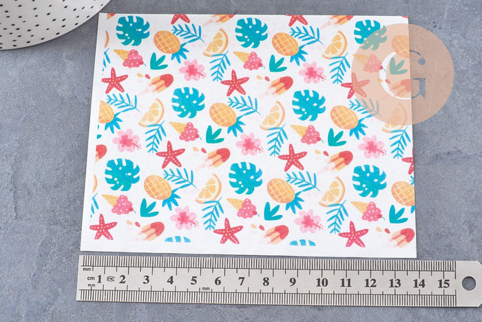 Feuille de transfert polymère – motifs vacances glace étoile de mer 14x10 cm, x1 (G10769)