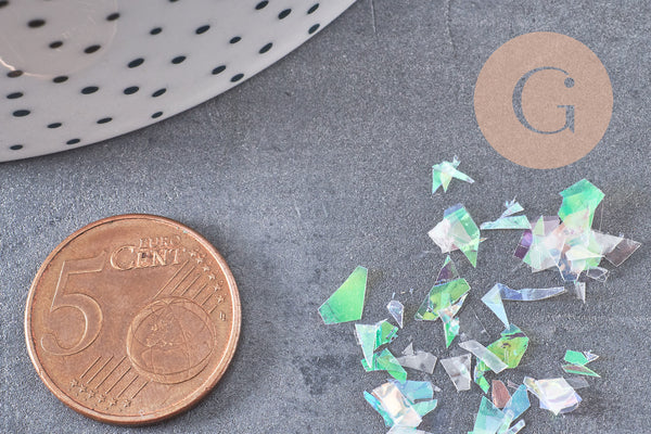 Feuille holographique pour création de bijoux, inclusion résine ou création pâte polymère, x1 boite de 0.3 grammes (G5898)