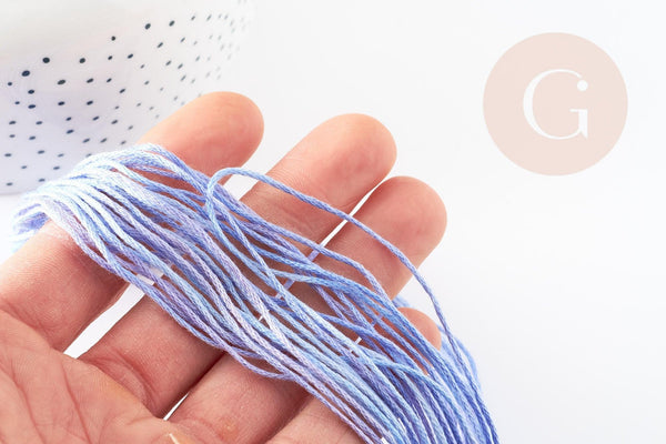 Fil à broder polyester dégradé bleu violet 0.5mm, fil original, pour bracelet brésilien, fil à broder ou scrapbooking, x8 mètres G9354
