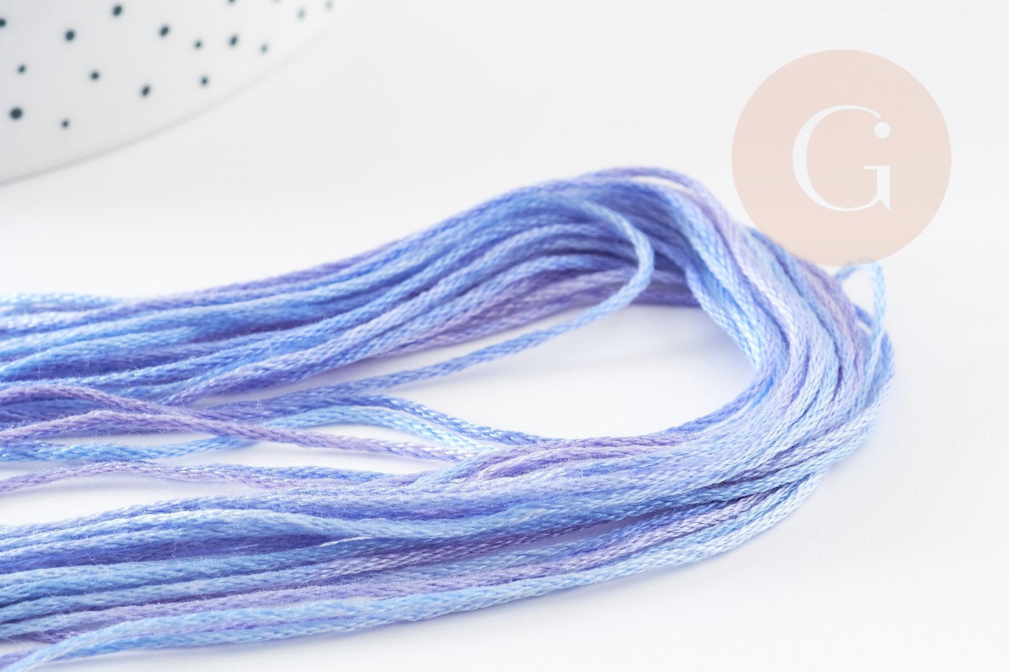 Fil à broder polyester dégradé bleu violet 0.5mm, fil original, pour bracelet brésilien, fil à broder ou scrapbooking, x8 mètres G9354