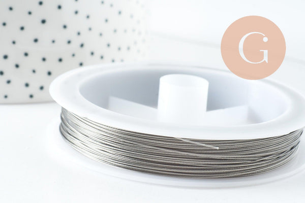 Fil câblé gainé acier inoxydable 0.45mm, x1 bobine de 50 mètres (G9769)