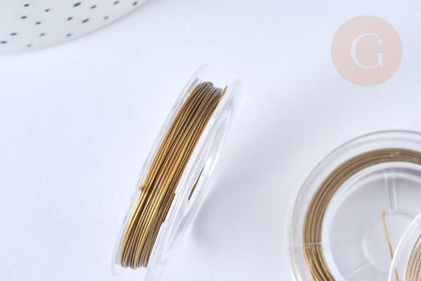 Fil câblé gainé acier inoxydable doré foncé 0.45mm, X1 Bobine de 10 mètres (G7056)