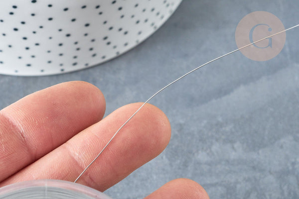 Fil d'acier inoxydable platine argenté 0.3mm, x1 Mètre (G8096)