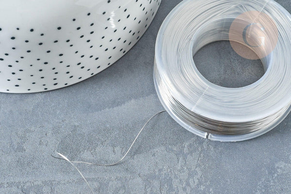 Fil d'acier inoxydable platine argenté 0.3mm, x1 Mètre (G8096)