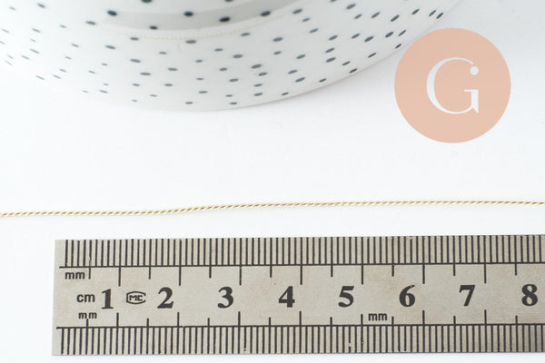 Fil métallique laiton doré torsadé 0.8mm, x1 mètre (G9642)