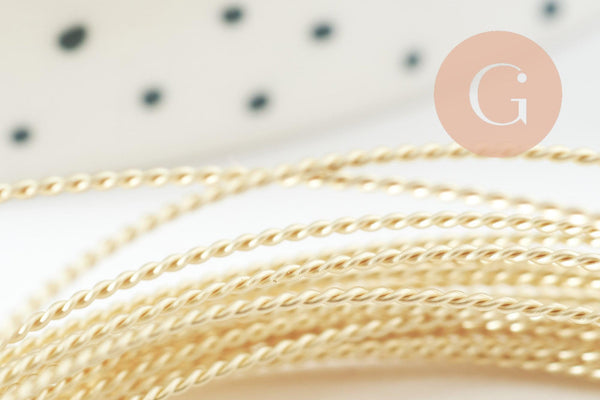 Fil métallique laiton doré torsadé 0.8mm, x1 mètre (G9642)