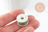 Fil pour tissage de perles delica miyuki nylon vert kaki 0.1mm, x1 rouleau de 46 mètres (G10565)