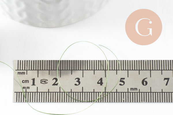 Fil pour tissage de perles delica miyuki nylon vert kaki 0.1mm, x1 rouleau de 46 mètres (G10565)