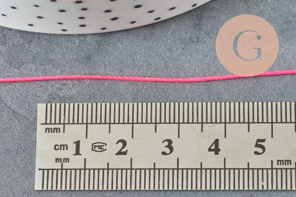 Fil rose fluorescent nylon pour broderie couture bijoux 0.8mm, x 10 mètres (G1748)